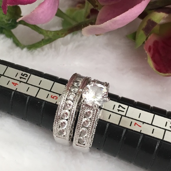 Engagement Wedding Band CZ Ring Set 6 - Picture 10 of 14
